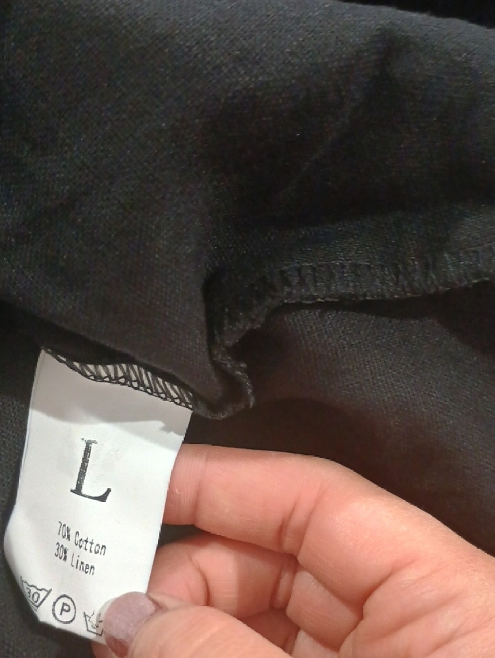NWOT Black Button-Front Women's Cotton linen Skirt - Picture 2 of 2